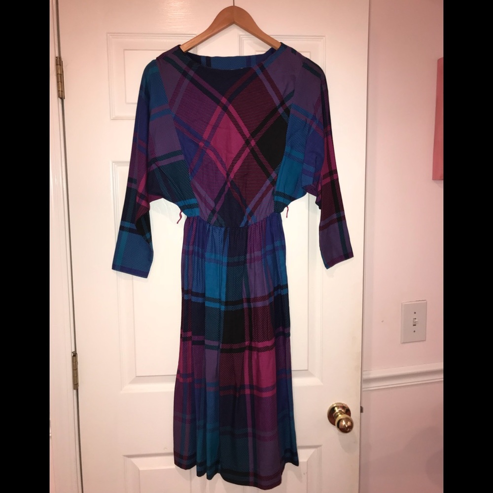 Vintage Plaid A-line Dress
